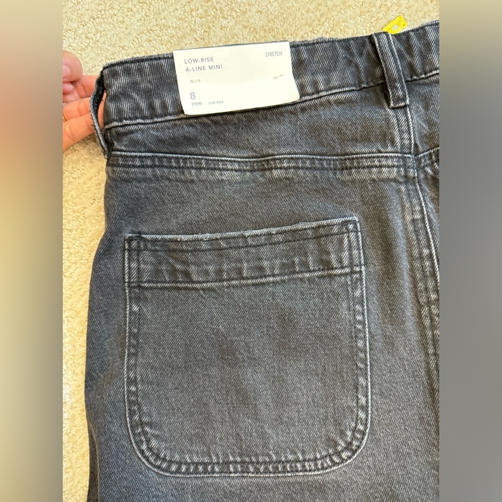 NWT AE Stretch Low-Rise A-Line Denim Cargo Mini Skirt 8 - Picture 10 of 10